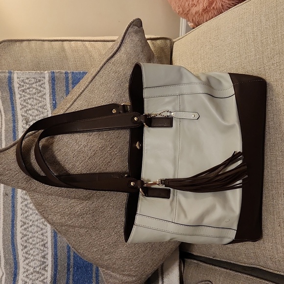 Wilsons Leather Handbags - WILSONS LEATHER GREY BROWN TOTE